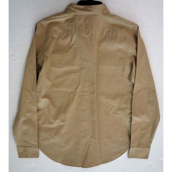 Lauren Ralph Lauren Women Sz M Tan Leather Patch Featherweight Twill Shirt - Picture 10 of 12